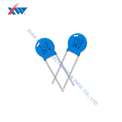 Bom preço Capacitor cerâmico de porcelana de alta tensão 103M/2KV 10NF 2000V P7,5MM Azul on-line